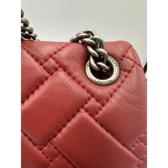 Kurt Geiger London Kensington Quilted Lambskin Red W Eagle Small Crossbody Bag - Picture 3 of 9
